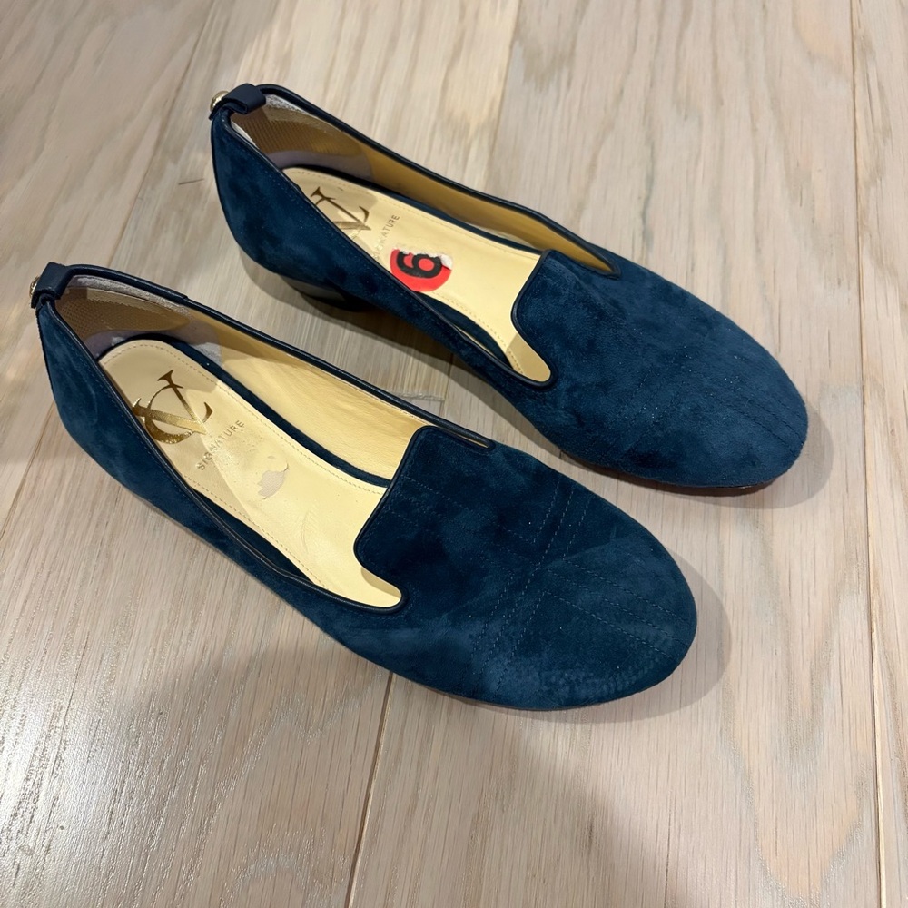 Vince Camuto Blue Suede Slip On Square Toe Loafer‎ Size 6M